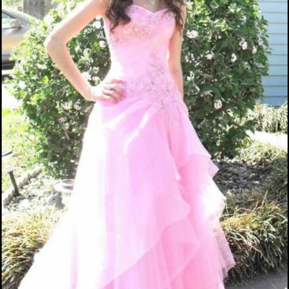 Alyce Designs Pink Strapless Prom Dress Size 0
